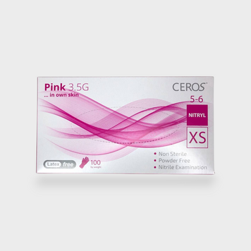 Нітрилові рукавички розового кольору Ceros Pink 3.5 г розмір XS 50 пар/уп 13579 фото