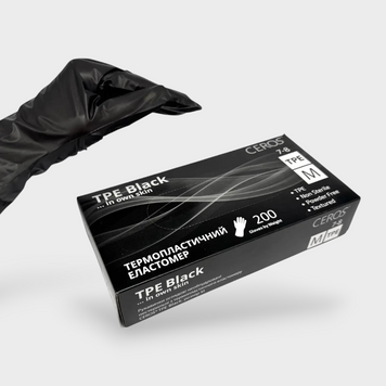 Перчатки Ceros TPE Black M (Термопластичный эластомер) 23014 фото